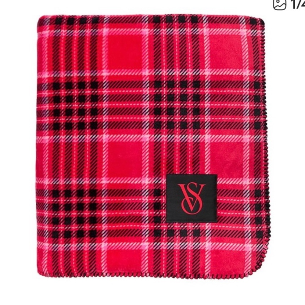 Victoria's Secret Pink and Black Plaid Throw